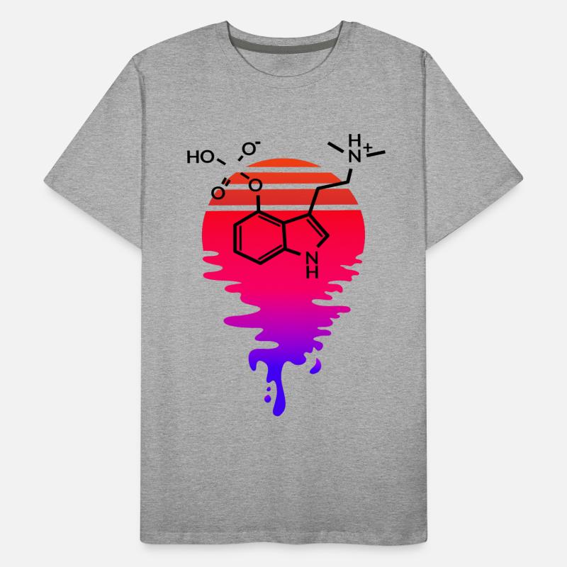 Psilocybin Molecule with Retro Sunset Men's Premium Organic T-Shirt