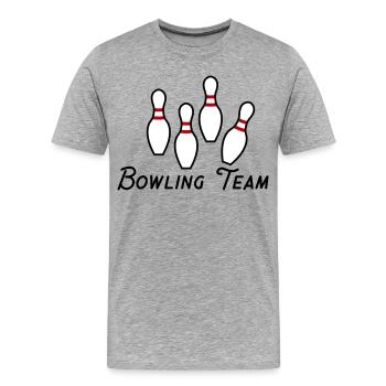 Équipe de bowling - T-shirt bio Premium Homme - gris chiné - Devant - Damien (186cm)