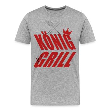 König am Grill Grillbesteck - Männer Premium Bio T-Shirt - Grau meliert - Vorne - Damien (186cm)