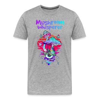 Champignons magiques Mushroom Whisperer - T-shirt bio Premium Homme - gris chiné - Devant - Damien (186cm)
