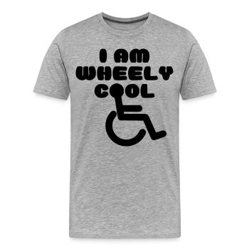 Je suis cool. Humour en fauteuil roulant * - T-shirt bio Premium Homme - gris chiné - Devant - Damien (186cm)