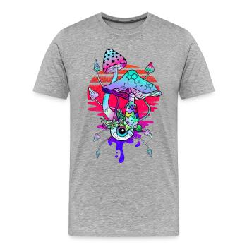 Champignons Magiques Psychédéliques Vaporwave - T-shirt bio Premium Homme - gris chiné - Devant - Damien (186cm)