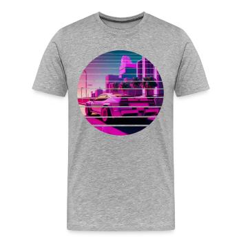 Retro Wave Sport 80s Vaporwave Sunset - T-shirt bio Premium Homme - gris chiné - Devant - Damien (186cm)