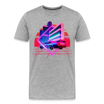Retro Wave Sports Car 80s Skyline Vaporwave - Men's Premium Organic T-Shirt - heather grey - Front - Damien (186cm)