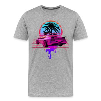 Retro Wave Sports Car 80s Vaporwave - T-shirt bio Premium Homme - gris chiné - Devant - Damien (186cm)