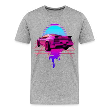 Retro Wave Sport Car Sunset - T-shirt bio Premium Homme - gris chiné - Devant - Damien (186cm)