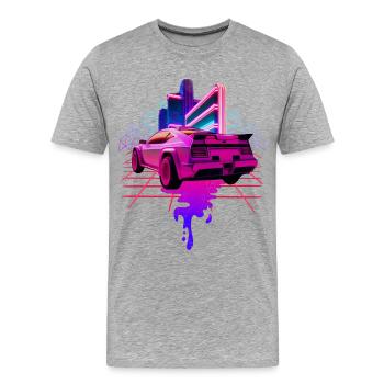 Retro Wave Sportwagen Vaporwave - Männer Premium Bio T-Shirt - Grau meliert - Vorne - Damien (186cm)