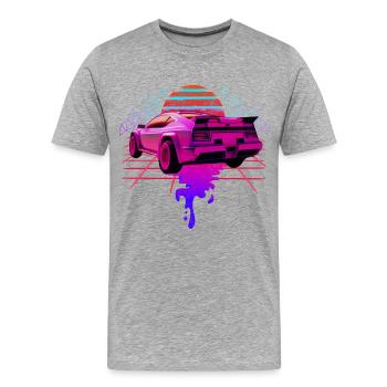 Retro Wave Racing Supercar - Männer Premium Bio T-Shirt - Grau meliert - Vorne - Damien (186cm)
