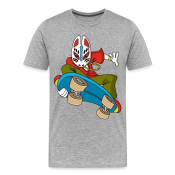 Strange fox on skateboarding - Men's Premium Organic T-Shirt - heather grey - Front - Damien (186cm)