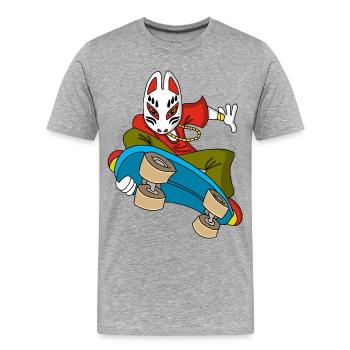 Fox Kitsune Skateboarding - Männer Premium Bio T-Shirt - Grau meliert - Vorne - Damien (186cm)