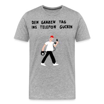 À regarder le téléphone toute la journée - T-shirt bio Premium Homme - gris chiné - Devant - Damien (186cm)