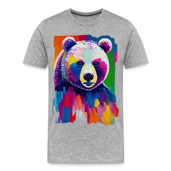 Mehrfarbiges Gemälde Bärenporträt - Männer Premium Bio T-Shirt - Grau meliert - Vorne - Damien (186cm)