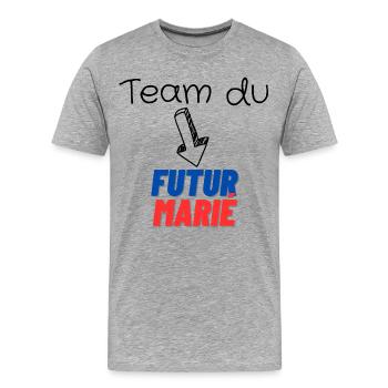 EVG Team Futur Marié. Enterrement vie célibataire - T-shirt bio Premium Homme - gris chiné - Devant - Damien (186cm)