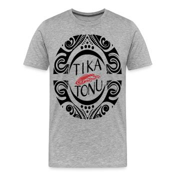Tika Tonu Maori Design - Maori T-Shirt - T-shirt bio Premium Homme - gris chiné - Devant - Damien (186cm)