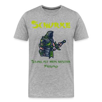 Stahl trifft auf Schatten | Das Schurken-Design - Männer Premium Bio T-Shirt - Grau meliert - Vorne - Damien (186cm)