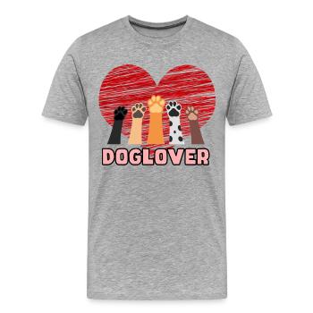 Doglover pour les vrais amoureux des chiens # - T-shirt bio Premium Homme - gris chiné - Devant - Damien (186cm)
