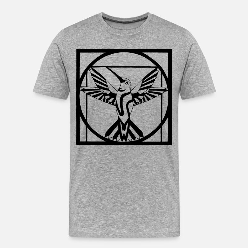 Vitruvianischer schwarzer Vogel - Männer Premium Bio T-Shirt - Grau meliert