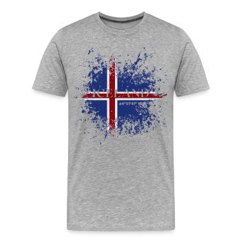 Flagge von Island Grunge, Isländischer Stolz - Männer Premium Bio T-Shirt - Grau meliert - Vorne - Damien (186cm)