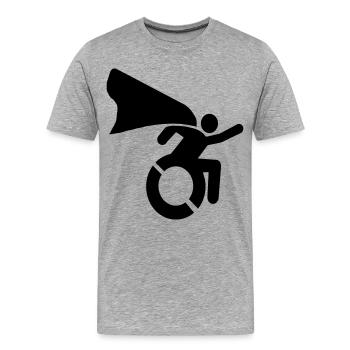 Super wheelchair hero man / woman with cape* - Men's Premium Organic T-Shirt - heather grey - Front - Damien (186cm)