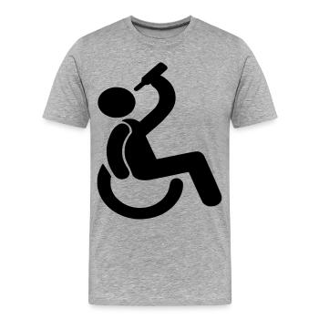 Trinkender Rollstuhlfahrer Humor-Symbol # - Männer Premium Bio T-Shirt - Grau meliert - Vorne - Damien (186cm)