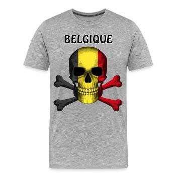 Skull Jolly Roger Pirate Flag Belgique R6Z - Männer Premium Bio T-Shirt - Grau meliert - Vorne - Damien (186cm)