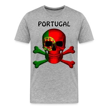 Crâne Jolly Roger Pirate Flag Portugal R6Z - T-shirt bio Premium Homme - gris chiné - Devant - Damien (186cm)