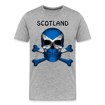 Crâne Jolly Roger Pirate Flag Scotland R6Z - T-shirt bio Premium Homme - gris chiné - Devant - Damien (186cm)