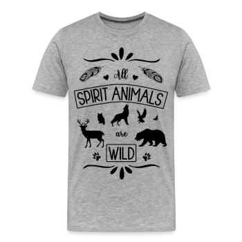 Tous les animaux spirituels sont des animaux spirituels sauvages - T-shirt bio Premium Homme - gris chiné - Devant - Damien (186cm)