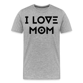 I LOVE MOM - Men's Premium Organic T-Shirt - heather grey - Front - Damien (186cm)