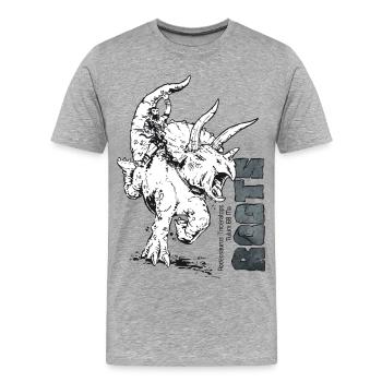 Roots Rodeo Dinosaurier - Männer Premium Bio T-Shirt - Grau meliert - Vorne - Damien (186cm)
