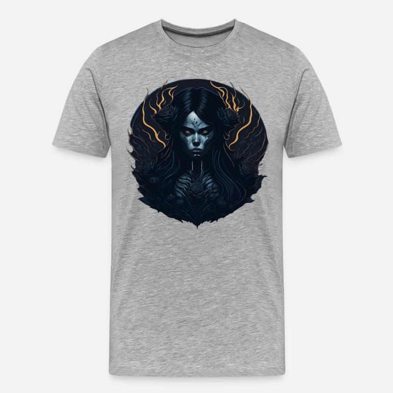 Schwarzes Gothic Mädchen Ästhetik - Männer Premium Bio T-Shirt - Grau meliert