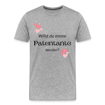 Willst du meine Patentante - Männer Premium Bio T-Shirt - Grau meliert - Vorne - Damien (186cm)