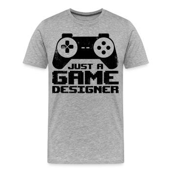 Juste un concepteur de jeu - T-shirt bio Premium Homme - gris chiné - Devant - Damien (186cm)