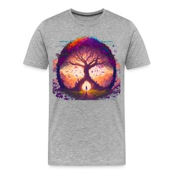 L’Arbre des rêves - T-shirt bio Premium Homme - gris chiné - Devant - Damien (186cm)