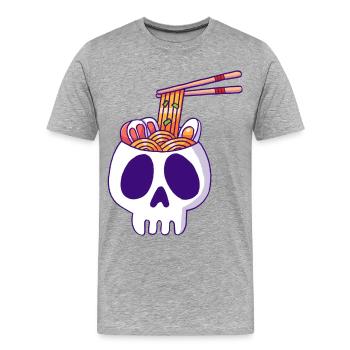 Schädel und Nudeln - Männer Premium Bio T-Shirt - Grau meliert - Vorne - Damien (186cm)