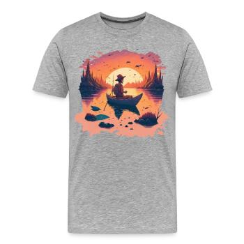 Fischer im Herbst - Männer Premium Bio T-Shirt - Grau meliert - Vorne - Damien (186cm)