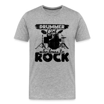 Drummer - Men's Premium Organic T-Shirt - heather grey - Front - Damien (186cm)