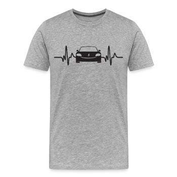 E-Auto Herzschlag Outfit für Auto Fans Heartbeat - Männer Premium Bio T-Shirt - Grau meliert - Vorne - Damien (186cm)