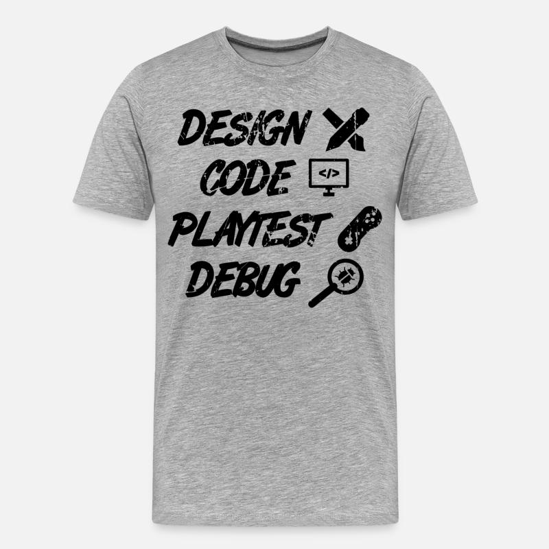 Design Code Playtest Debug - Männer Premium Bio T-Shirt - Grau meliert