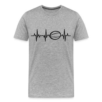 Rugby Ball Heart palpitations - Men's Premium Organic T-Shirt - heather grey - Front - Damien (186cm)