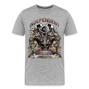 skull demon engine biker tshirt for girls - Men's Premium Organic T-Shirt - heather grey - Front - Damien (186cm)