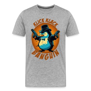Click clack panguin penguin with guns - Men's Premium Organic T-Shirt - heather grey - Front - Damien (186cm)