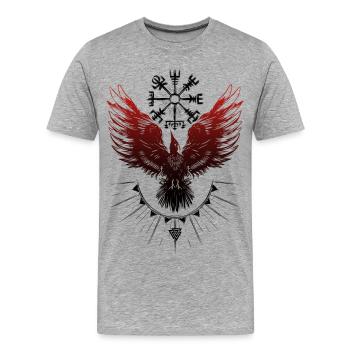 Viking Raven Vegvisir Valknut - Men's Premium Organic T-Shirt - heather grey - Front - Damien (186cm)