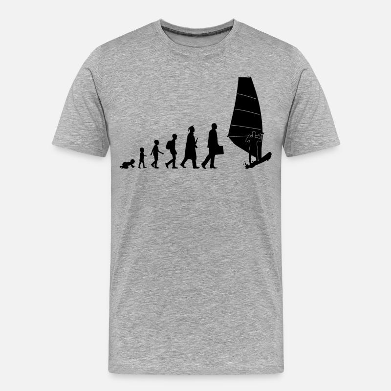 Entwicklung des Windsurfens - Männer Premium Bio T-Shirt - Grau meliert
