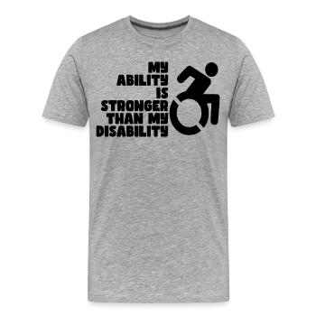 Mes capacités sont plus fortes que mon handicap # - T-shirt bio Premium Homme - gris chiné - Devant - Damien (186cm)