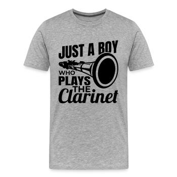 Juste un garçon jouant de la clarinette - T-shirt bio Premium Homme - gris chiné - Devant - Damien (186cm)