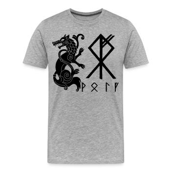 Loup noir Fenrir - T-shirt bio Premium Homme - gris chiné - Devant - Damien (186cm)