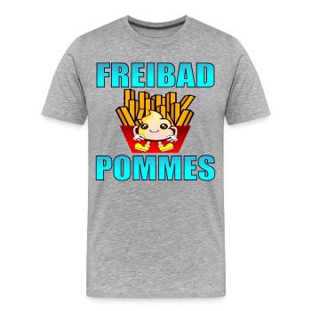 FREIBAD POMMES FRITTEN SOMMER - Männer Premium Bio T-Shirt - Grau meliert - Vorne - Damien (186cm)