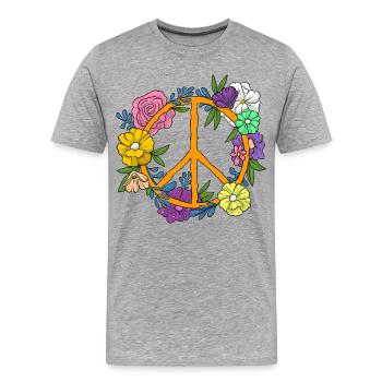 Symbole de la paix / Friedenszeichen - T-shirt bio Premium Homme - gris chiné - Devant - Damien (186cm)
