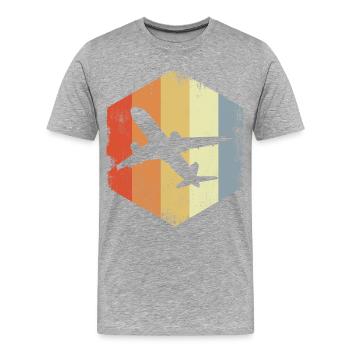 Avion à réaction vintage - T-shirt bio Premium Homme - gris chiné - Devant - Damien (186cm)